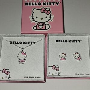 Hello Kitty  Silver Plated Necklace and Earring Set